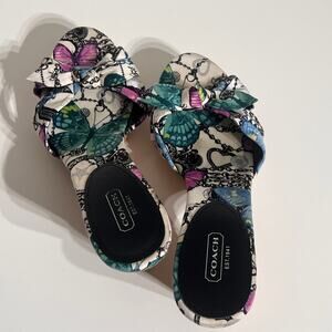Coach Karen Butterfly Cork Platform Mule Heels Womens 9B Y2K Resort Glam